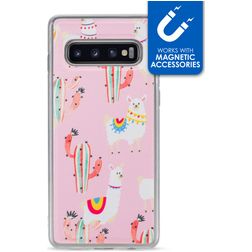 My Style Magneta Coque Samsung Galaxy S10 Coque arrière en TPU Souple - Pink Alpaca