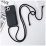 Mobigear Lanyard Card iPhone 15 Pro Max Coque avec cordon en Silicone et Porte-Cartes - Noir