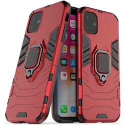 Mobigear Armor Ring Coque iPhone 11 Coque arrière Rigide Anti-Chocs avec Anneau-Support - Rouge