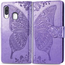 Mobigear Butterfly Housse Samsung Galaxy A40 Etui Porte-Monnaie - Violet