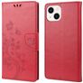 Mobigear Flowers Housse iPhone 14 Etui Porte-Monnaie - Rouge