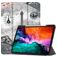 Mobigear Tri-Fold Gel Coque iPad Pro 12.9 Pouces (2022) Etui en TPU,Similicuir + Porte-crayon - tour Eiffel