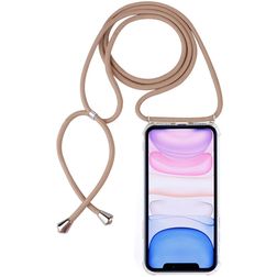 Mobigear Lanyard iPhone 11 Coque avec cordon en TPU Souple - Transparent / Marron