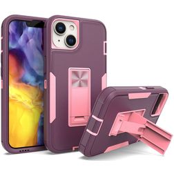 Mobigear Heavy Armor Stand iPhone 14 Plus Plastique rigide Coque arrière Antichoc avec béquille - Violet