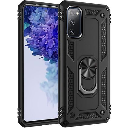 Mobigear Armor Ring Coque Samsung Galaxy S20 FE Coque arrière Rigide Anti-Chocs avec Anneau-Support - Noir