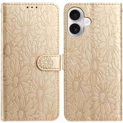 Mobigear Flowers Housse iPhone 17 Etui Porte-Monnaie - Or