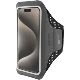 Mobiparts Comfort Fit Brassard Téléphone iPhone 15 Pro Brassard Coque de Sport en Neoprène - Noir