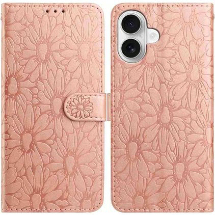 Mobigear Flowers iPhone 17 Étui Portefeuille - Rose doré