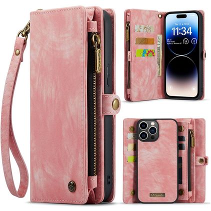 Caseme 008 Housse iPhone 14 Pro Max Etui avec Coque Détachable Porte-Monnaie - Rose