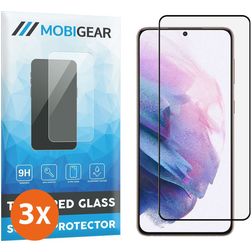 Mobigear Premium Samsung Galaxy S21 Plus Verre trempé Protection d'écran - Compatible Coque - Noir (Lot de 3)