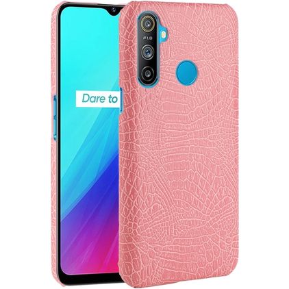Mobigear Croco Coque Realme C3 Coque arrière Rigide - Rose