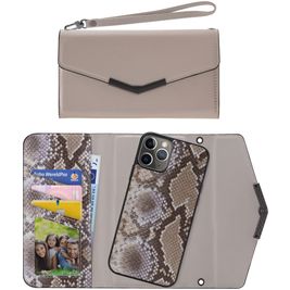 Mobilize Elegant Magnet iPhone 11 Pro Détachable 2in1 Pochette - Beige Snake