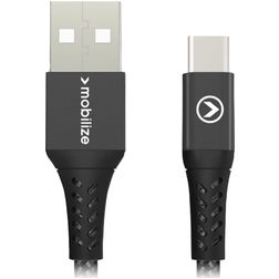 Mobilize Strong Nylon - Câble USB-A vers USB-C 0.2 mètre - Noir