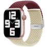 Mobigear Braided Dual Bracelet Nylon Apple Watch Fermeture à pince - 49/46/45/44 mm - Bordeaux / Lumière stellaire