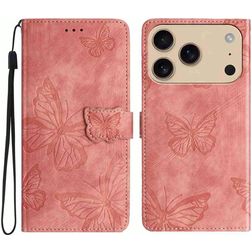 Mobigear Butterfly Housse iPhone 17 Pro Max Etui Porte-Monnaie - Rose
