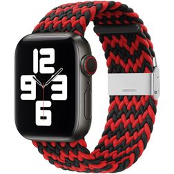 Mobigear Braided Bracelet Nylon pour Apple Watch Fermeture à pince - 42/41/40/38 mm - Noir / Rouge