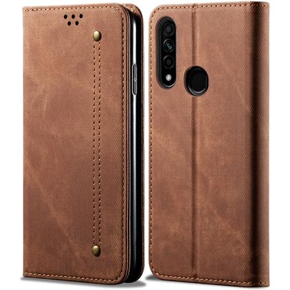 Mobigear Denim Slim Housse OPPO A31 Etui Porte-Monnaie - Marron