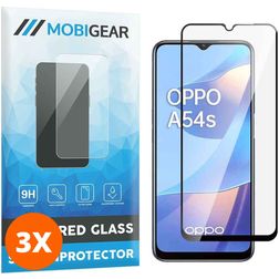 Mobigear Premium OPPO A54s Verre trempé Protection d'écran - Compatible Coque - Noir (Lot de 3)