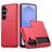 Mobigear Card Coque Samsung Galaxy S26 Coque arrière Rigide Anti-Chocs avec Porte-Cartes - Rouge