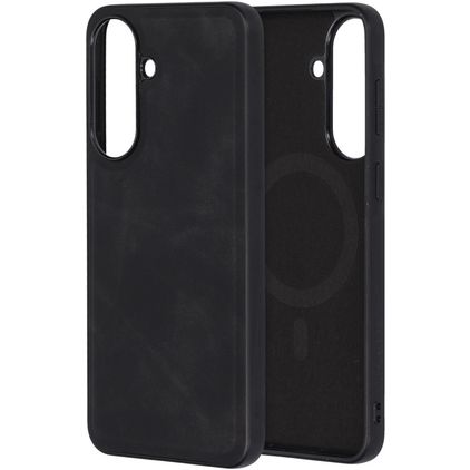 Mobiparts Classic Coque Samsung Galaxy A57 MagSafe Coque arrière en TPU,Similicuir - Graphite Black