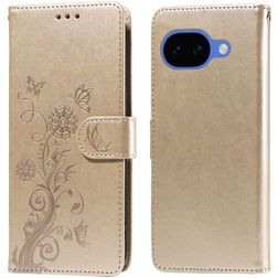 Mobigear Flowers Housse Google Pixel 10a Etui Porte-Monnaie - Or