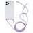 Mobigear Lanyard iPhone 12 Pro Max Coque avec cordon en TPU Souple - Transparent / Bleu / Violet