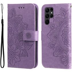 Mobigear Flowers Housse Samsung Galaxy S23 Ultra Etui Porte-Monnaie - Violet