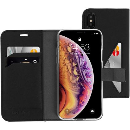 Mobiparts Classic Wallet Housse iPhone X Etui Porte-Monnaie - Noir
