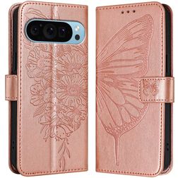 Mobigear Butterfly Housse Google Pixel 9 Pro XL Etui Porte-Monnaie - Rose doré