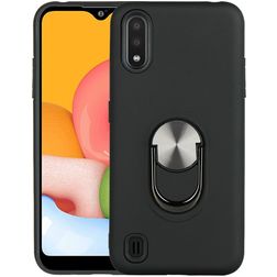 Mobigear Armor Ring Coque Samsung Galaxy A01 Coque arrière Rigide Anti-Chocs avec Anneau-Support - Noir