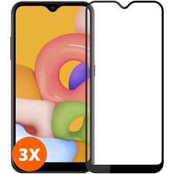 Mobigear Premium Samsung Galaxy A01 Verre trempé Protection d'écran - Compatible coque - Noir (Lot de 3)