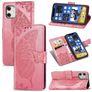 Mobigear Butterfly Housse iPhone 12 Pro Etui Porte-Monnaie - Rose