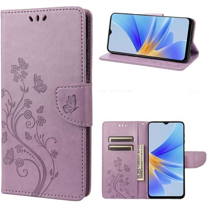 Mobigear Flowers Housse OPPO A17 Etui Porte-Monnaie - Violet