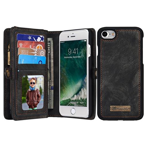 Caseme 008 Housse iPhone SE (2020) Etui avec Coque Détachable Porte-Monnaie - Noir