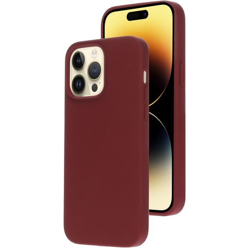 Mobiparts Coque iPhone 14 Pro Max Coque arrière en Silicone - Plum Red