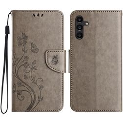 Mobigear Flowers Housse Samsung Galaxy A56 Etui Porte-Monnaie - Gris