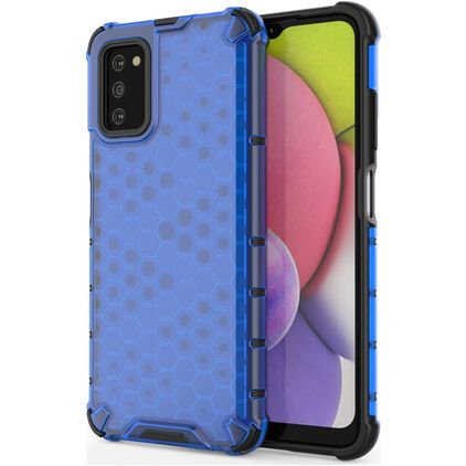 Mobigear Honeycomb Coque Samsung Galaxy A03s Coque arrière Rigide Anti-Chocs - Bleu