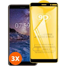 Mobigear Premium Nokia 3.1 Plus Verre trempé Protection d'écran - Compatible Coque - Noir (Lot de 3)