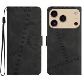 Mobigear Stitch Housse iPhone 17 Pro Etui Porte-Monnaie - Noir