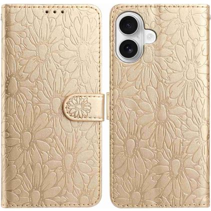 Mobigear Flowers Housse iPhone 17 Etui Porte-Monnaie - Or