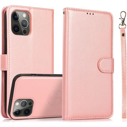 Mobigear Wallet Housse iPhone 16 Pro Etui avec Coque Détachable Porte-Monnaie - Rose doré