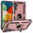 Mobigear Armor Ring Coque Samsung Galaxy A24 Coque arrière Rigide Anti-Chocs avec Anneau-Support - Rose doré