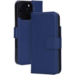 Mobiparts Wallet Housse iPhone 16 Pro MagSafe Etui en Cuir Véritable Porte-Monnaie - Bleu