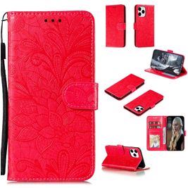 Mobigear Flowers Housse iPhone 12 Etui Porte-Monnaie - Rouge