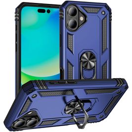 Mobigear Armor Ring Coque iPhone 17 Coque arrière Rigide Anti-Chocs avec Anneau-Support - Bleu