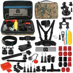 Puluz GoPro Mount Pack de Démarrage Accessoires 53 Pièces + Sac Camouflage