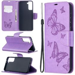 Mobigear Butterfly Housse Samsung Galaxy S21 Plus Etui Porte-Monnaie - Violet