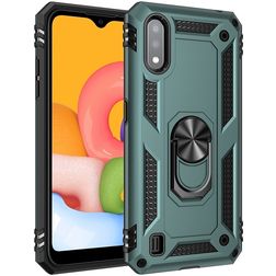 Mobigear Armor Ring Samsung Galaxy A01 Plastique rigide Coque arrière Antichoc avec bague de maintien - Vert