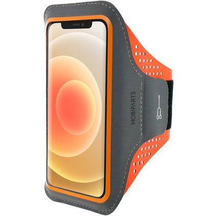 Mobiparts Comfort Fit Brassard Téléphone iPhone 12 Mini Brassard Coque de Sport en Neoprène - Neon Orange
