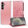 Mobigear Flowers Housse Samsung Galaxy S25 Etui Porte-Monnaie - Rose doré